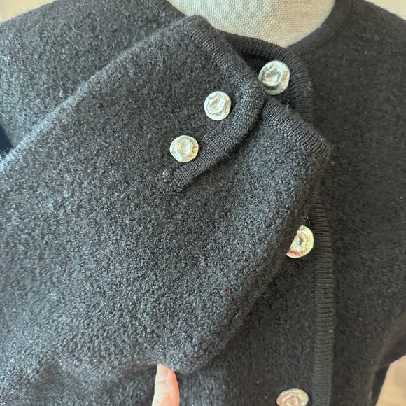 Vintage Wool Boucle Lady Jacket Cardigan sz L - Black - Picture 5 of 11